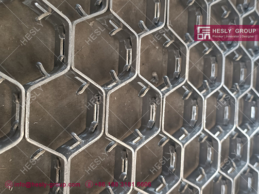 China Stainless Steel 304H Hexmesh with protruding lances | 20X1.5mm strips | hemesh refractory lining supplier