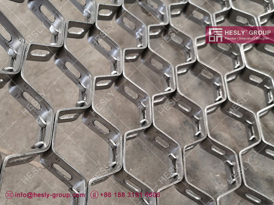 China Stainless Steel 410S Hexagonal Mesh with protruding lances | 10mm depth | 50mm hex hole | China Factory HESLY supplier