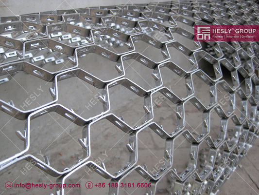 China 19mm height 1Cr18Ni9Ti Hexmesh for Refractory Linings in catcher pipe | China Hex-Mesh Supplier | 1mx2m, 50pcs/pallet supplier