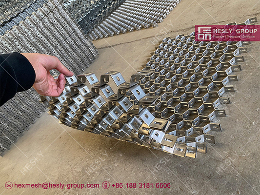 China Stainless Steel 310S Hexsteel for Combustion Chambers Refractory Lining | 30mm depth | 46X2mm strips | 2&quot; hexagonal hole supplier