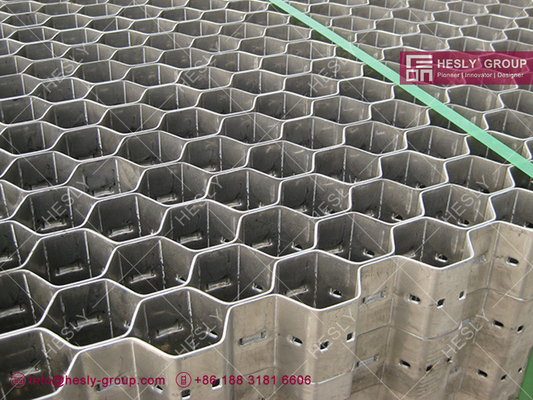 China 304SS Hexmetal for Tanks Stacks Lining | 25mm Depth | 2.0mm thickness strip | 3'X10' sheet - HESLY China Factory supplier