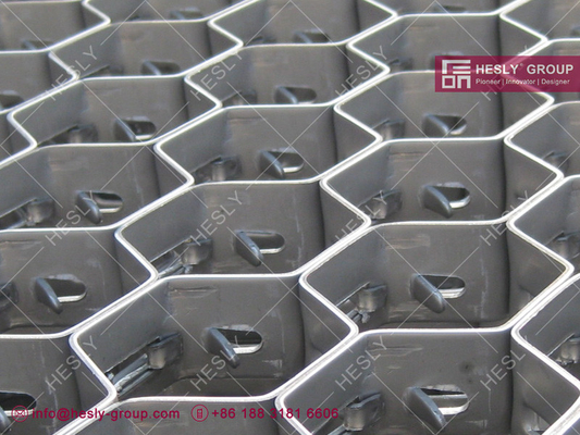 China Stainless Steel 410S Refractory Lining Hexagonal Mesh | 30mm thickness | 14Ga strips | 60mm hexagonal hole | China HESLY supplier