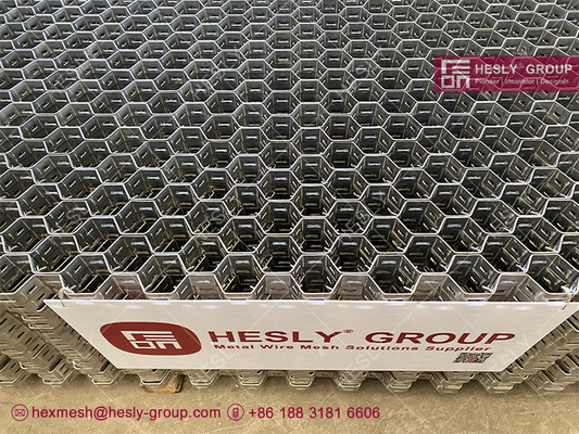 China Stainless Steel 310S Hexsteel Refractory Lining | 19mm deep | 14ga thickness | 60mm hexagonal hole | China HESLY Plant supplier