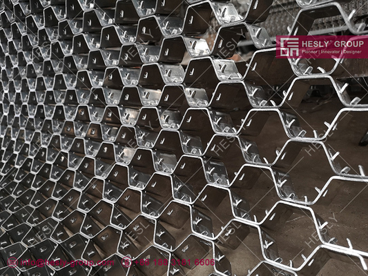 SS304H Hex Mesh Cyclones Body for Oil Refinery, Height 25mm, 50mm hex-hole, 1X2m, HESLY Brand, China factory sales supplier