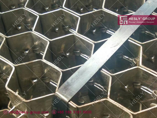 50mm height EN1.4835 hex steel for refractories in dust catcher pipe | fanshaped | 14Ga(2.0mm) thickness, 50mm hole supplier