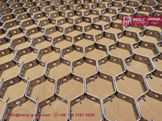 50mm height EN1.4835 hex steel for refractories in dust catcher pipe | fanshaped | 14Ga(2.0mm) thickness, 50mm hole supplier