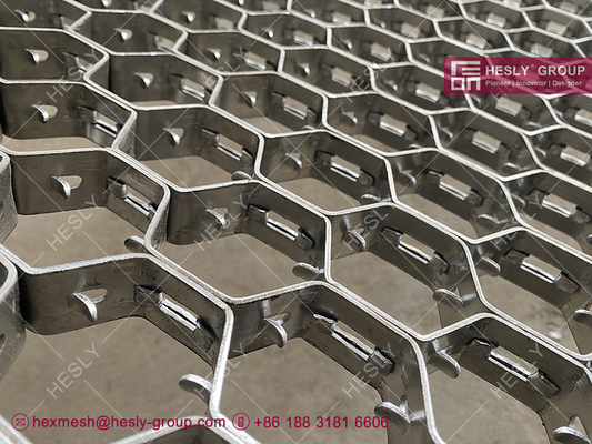 Inconel 601 tortoise shell mesh,  hex grid for refractory linings | thickness 2.0mm, height 19mm, opening 48mm supplier