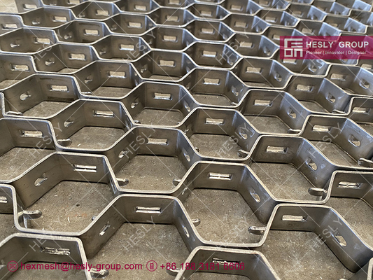 Inconel 601 tortoise shell mesh,  hex grid for refractory linings | thickness 2.0mm, height 19mm, opening 48mm supplier