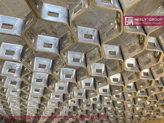 Hex Mesh AISI410s with round Holes 8mm | 20mm height X 2mm thk | 500x500mm | refractory linings supplier