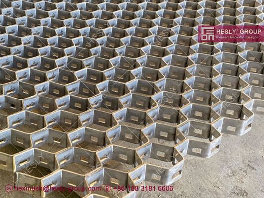 Hex Mesh AISI410s with round Holes 8mm | 20mm height X 2mm thk | 500x500mm | refractory linings supplier