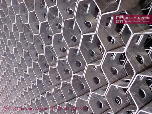 Hex Mesh AISI410s with round Holes 8mm | 20mm height X 2mm thk | 500x500mm | refractory linings supplier
