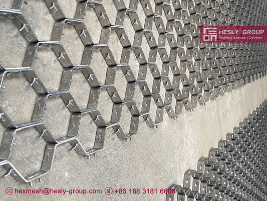 Stainless Steel 410S Refractory Hexagonal Mesh | Reactor Vessels Holding | 19X1.5mm strips | HESLY China Factory